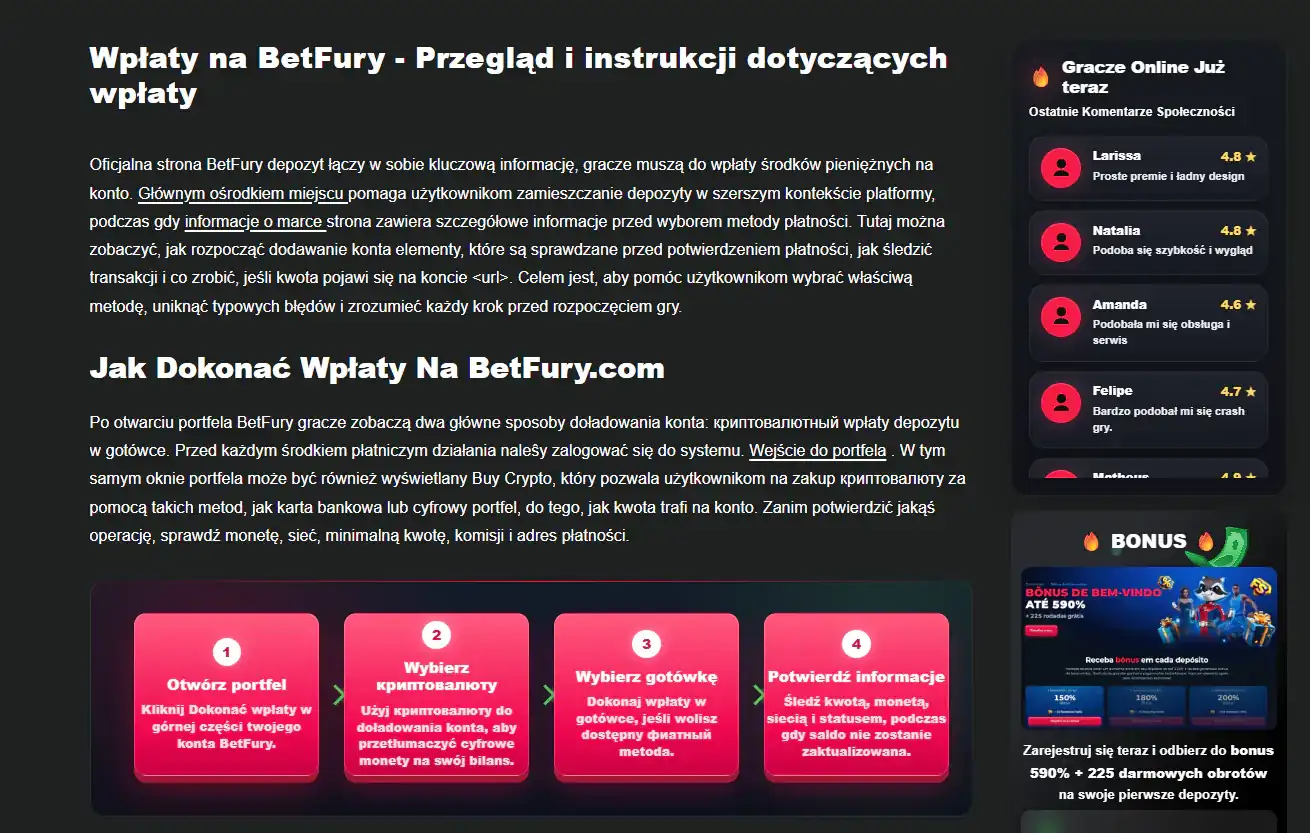 Oficjalna instrukcja wpłat i wypłat kryptowalutowych BetFury